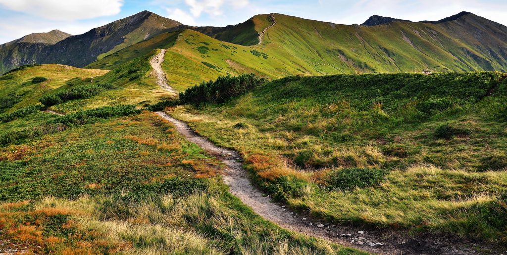 Wanderweg auf Gipfel – ©JerzyGorecki/Pixabay Ein schmaler Wanderweg auf den Gipfeln grüner Berge.
